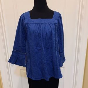 ***Time & Tru blue square neck, 3/4 sleeve top size M